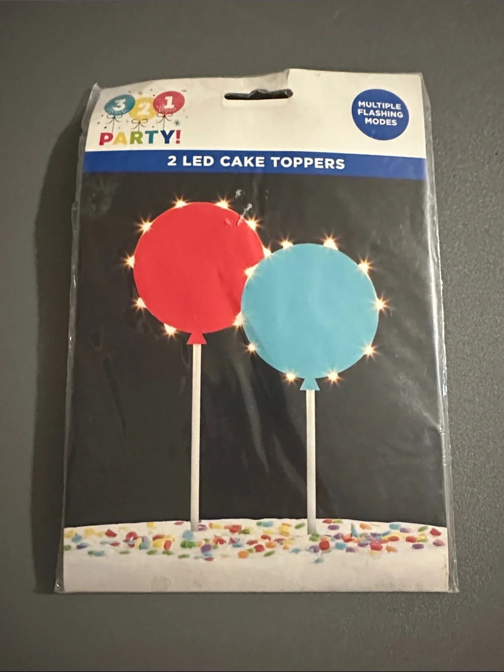 2 LED Cake Toppers - Red & Light Blue